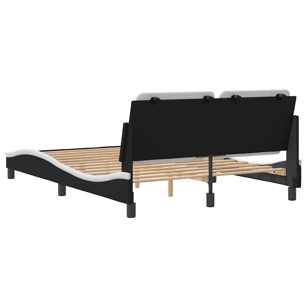 Giroletto senza Materasso-Struttura Letto Zadar Nero e Bianco 140x200 cm in Similpelle 597840