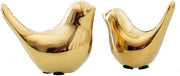 Set di Figure di Uccelli in Ceramica - Sculture Decorative - 2 Pezzi - Oro - Ceramica