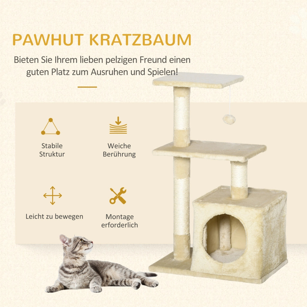 Albero per gatti con sisal e giocattolo ¨C zephmum ¨C beige 50x30x81.5 cm