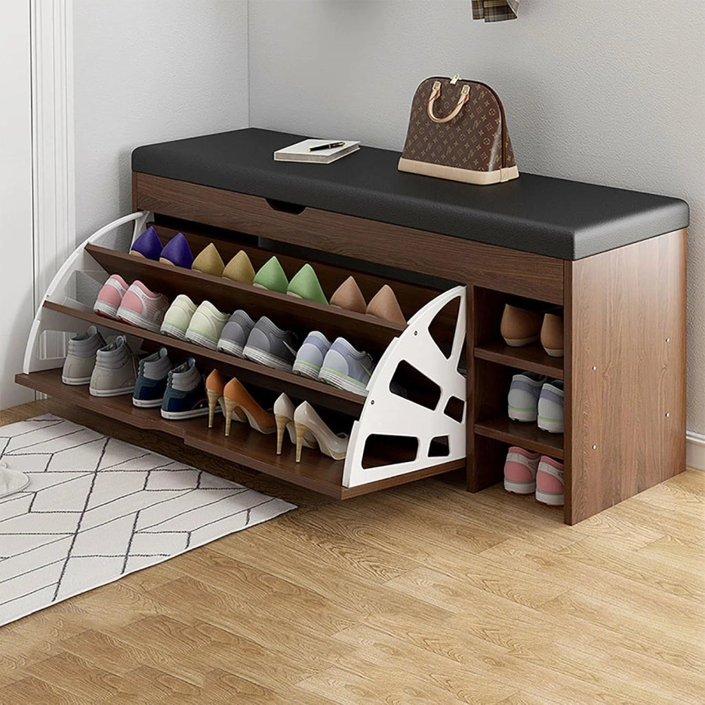 scarpiera Panca portascarpe con cassetto ribaltabile per famiglie Panca portascarpe imbottita in PU con cassetto Scarpiera in legno Armadio portaoggetti abbassabile Stand Rack Armadio Organizzat