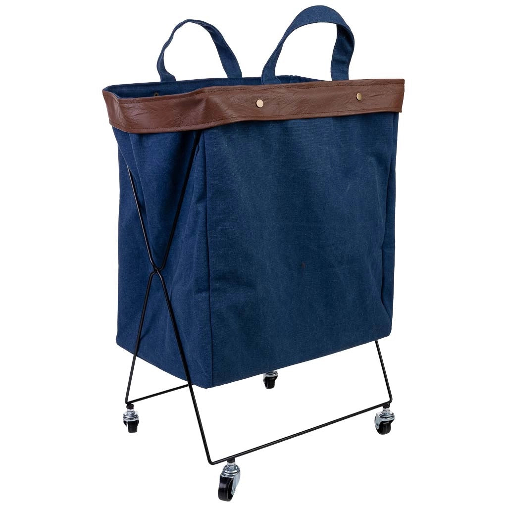 Cesto per la biancheria in metallo e tessuto 41x32x58h cm