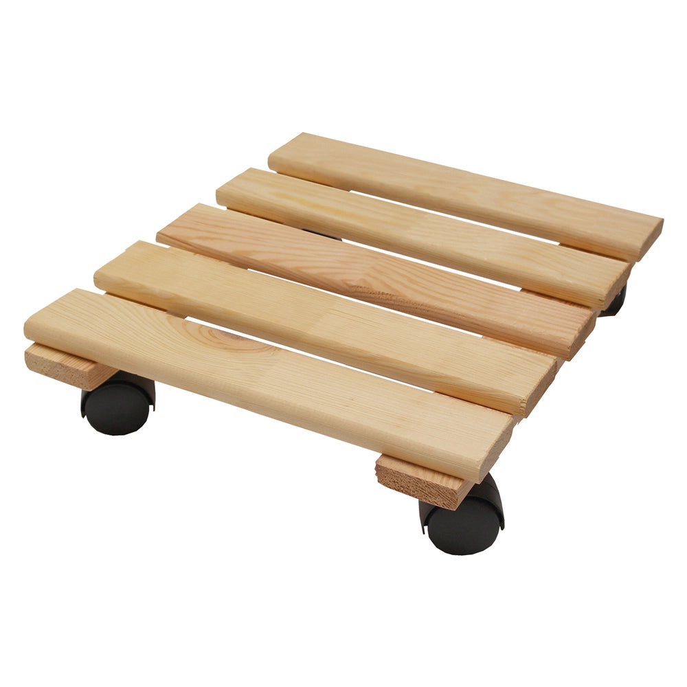 Pedana sottovaso in legno naturale 35x35 cm con ruote girevoli altezza 8 cm