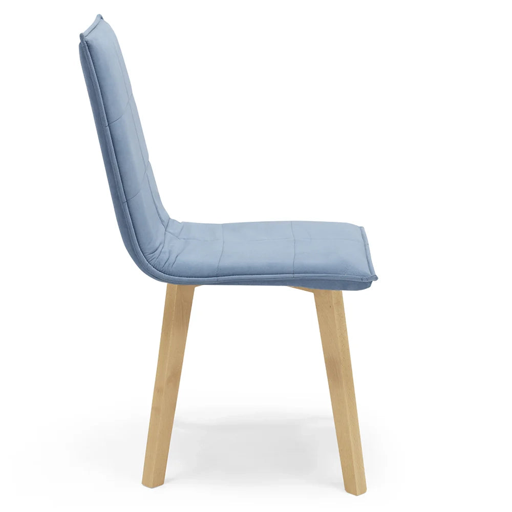 Sedia Imbottita MARILU', struttura robusta in legno, ideale per sala da pranzo, soggiorno, ufficio, sale d'attesa, tessuto trapuntato a rettangoli colore Carta da Zucchero, Design moderno