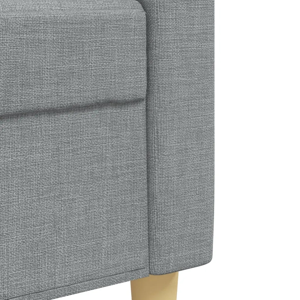 Set Divani 4 pz con Poggiapiedi e Cuscini Grigio Chiaro Tessuto