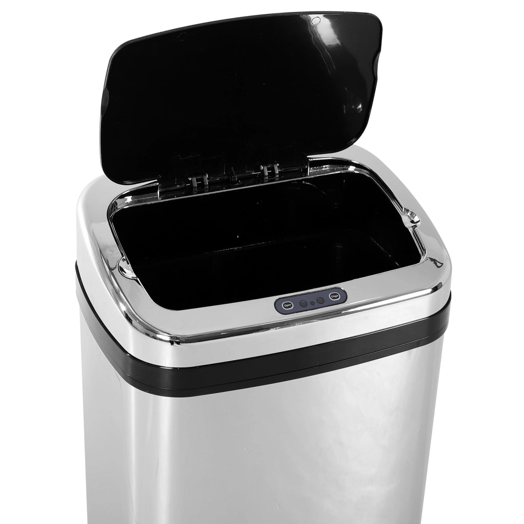 Cestino 30L con Sensore di Movimento ¨C Zephmum ¨C Acciaio Inox 33x25x58 cm Argento e Nero