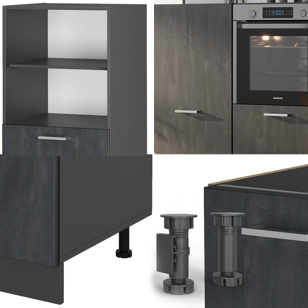 Vicco Cucine componibili piccole Calcestruzzo/antracite 180 cm senza piano di lavoro