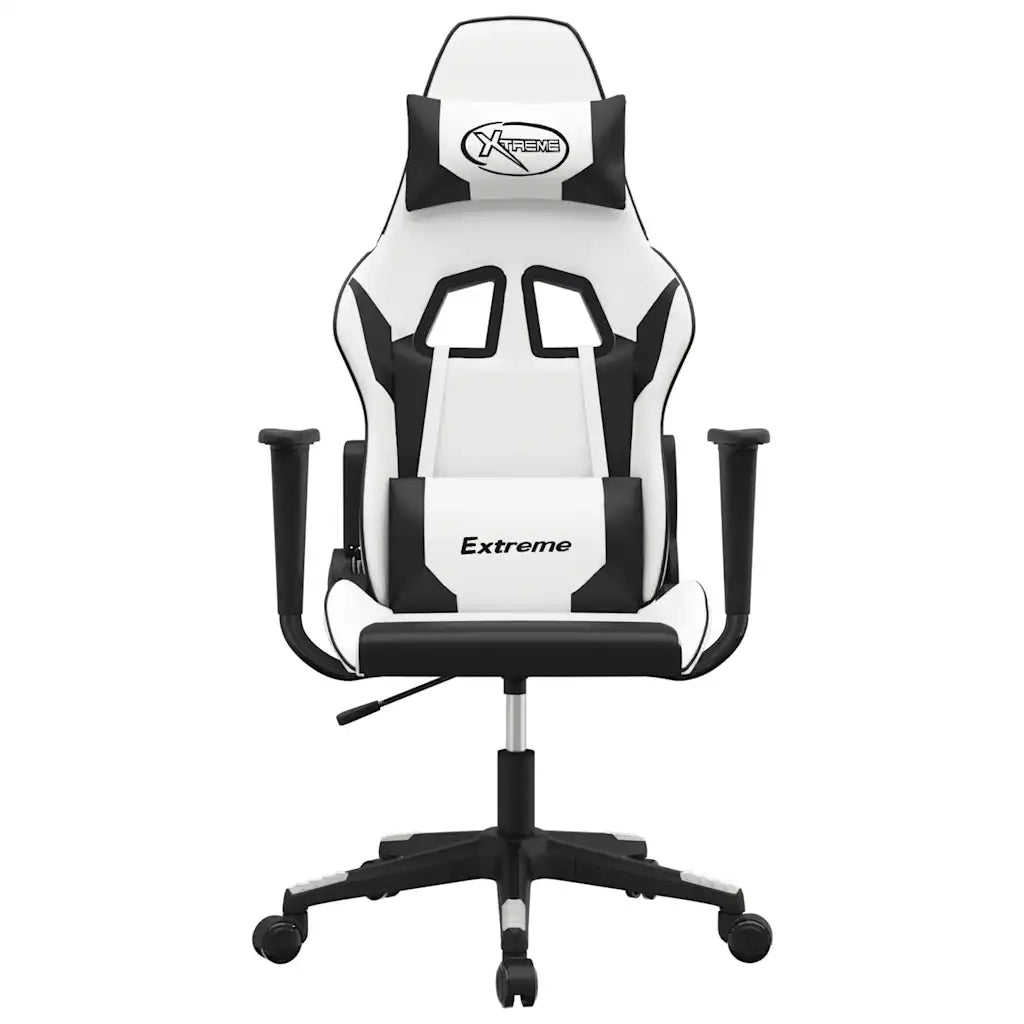 vidaXL Sedia da Gaming Bianco e Nero in Similpelle