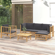 Set Salotto da Giardino 6pz con Cuscini Grigio Scuro Bambù 3155211