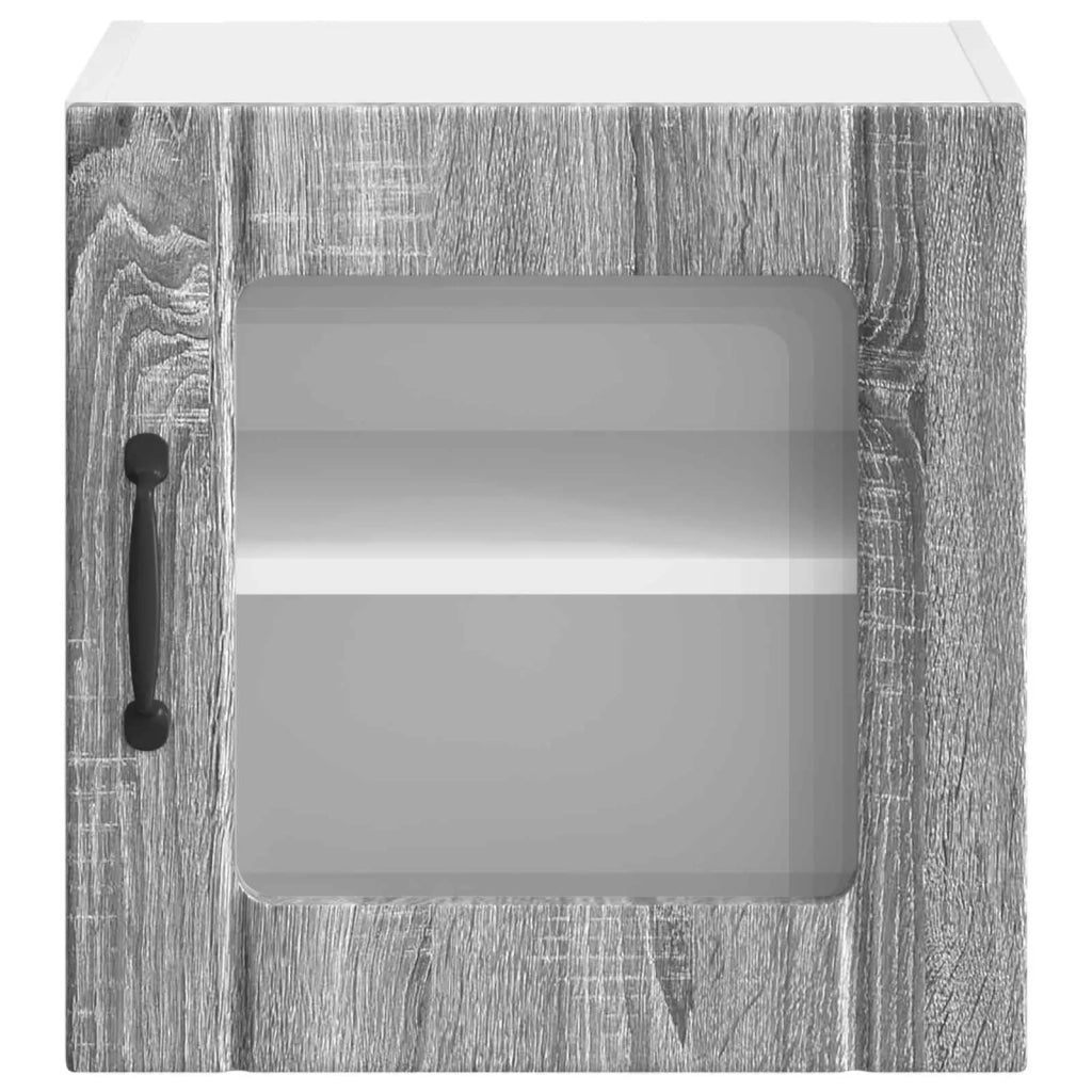 Pensile da cucina | Mobile in vetro da parete LUCCA 2 pz Grigio Sonoma