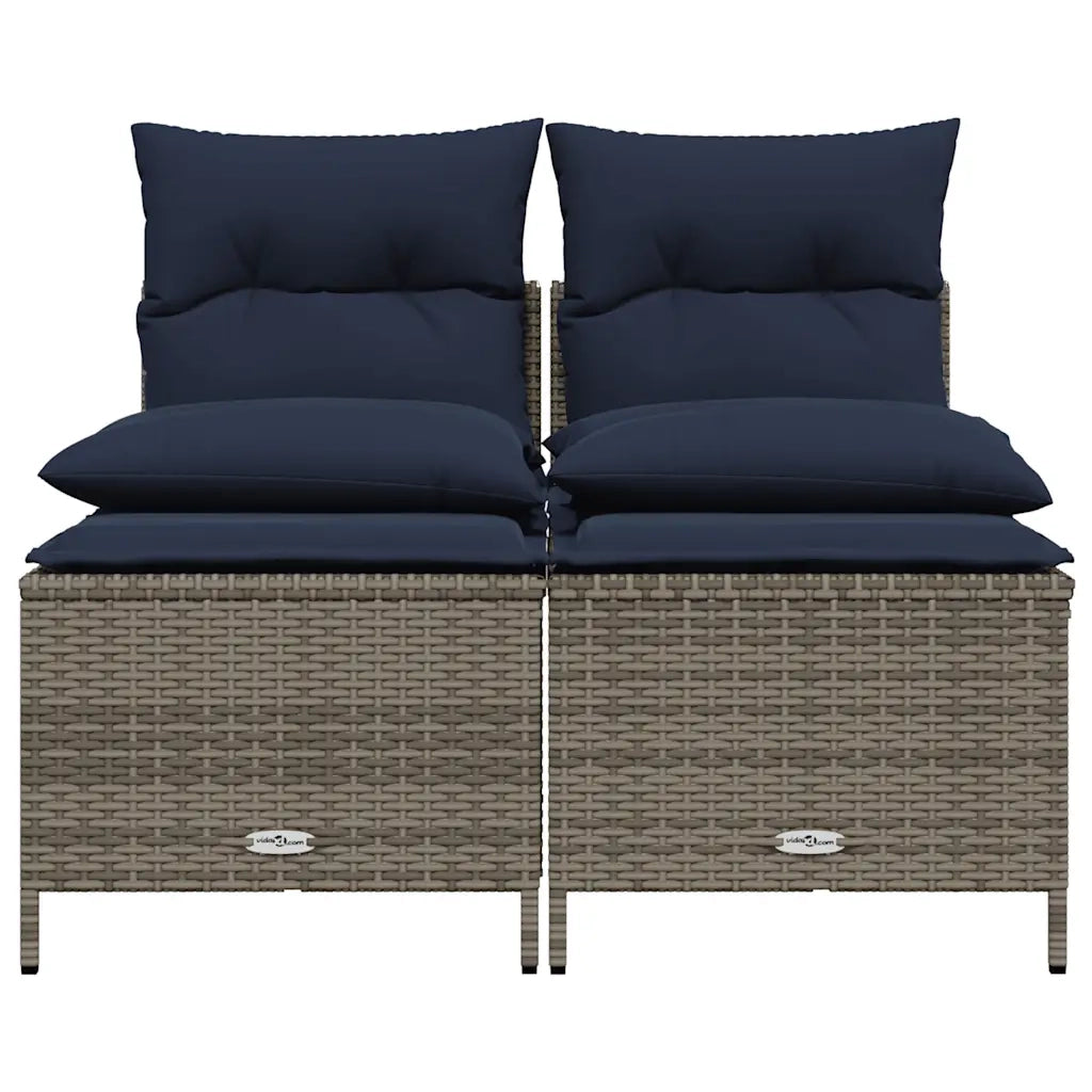 Set Divani da Giardino 4 pz con Cuscini Grigio in Polyrattan 368378