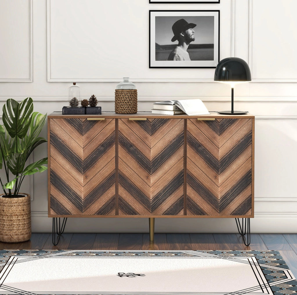 Credenza moderna a 3 ante 120 cm effetto legno