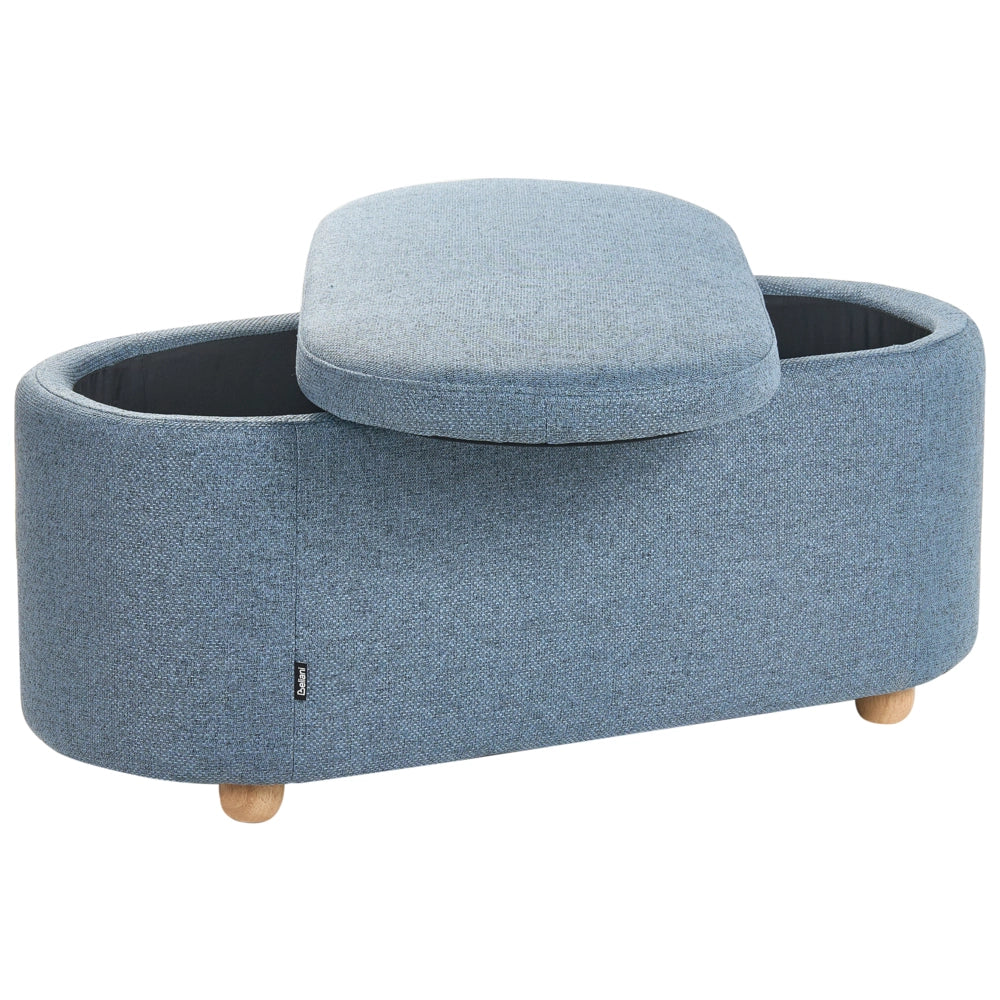 Panca contenitore in tessuto blu con finitura idrorepellente Pouf imbottito con contenitore Seduta per corridoio