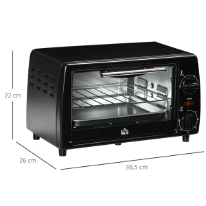 Mini Forno Elettrico 10 L 750 W con Temperatura 100-230°C; Timer 60 Min; Teglia e Griglia