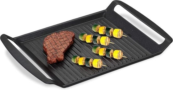 Griglia per Fornello 23x26 cm - Antiaderente - Griglia per Carne, Verdure e Pesce - Antracite