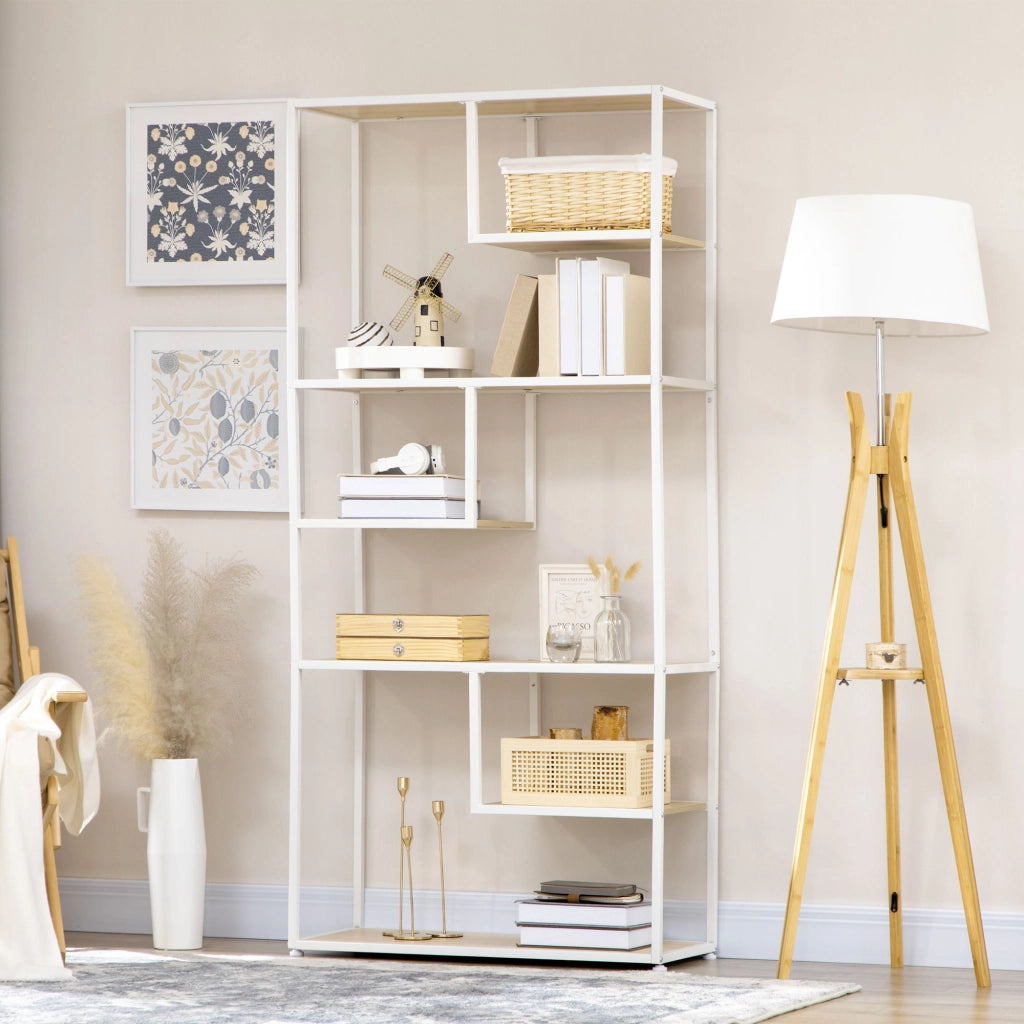 Libreria scaffale a 7 livelli stile industriale ¨C zephmum ¨C quercia 83x34x180 cm