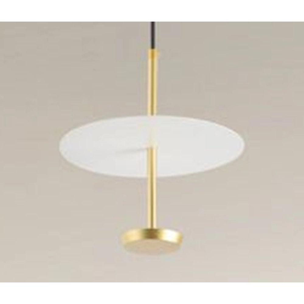 Trade Shop - Lampadario A Sospensione Luce 6500k Led 12w Disco Paralume Piatto Bianco Oro Tondo 33146 -