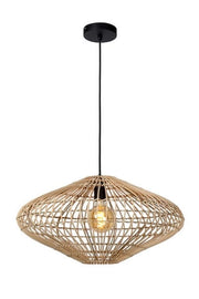 Lampada a sospensione Lucide Magali rattan marrone Ø56 E27