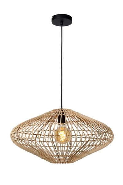 Lampada a sospensione Lucide Magali rattan marrone Ø56 E27