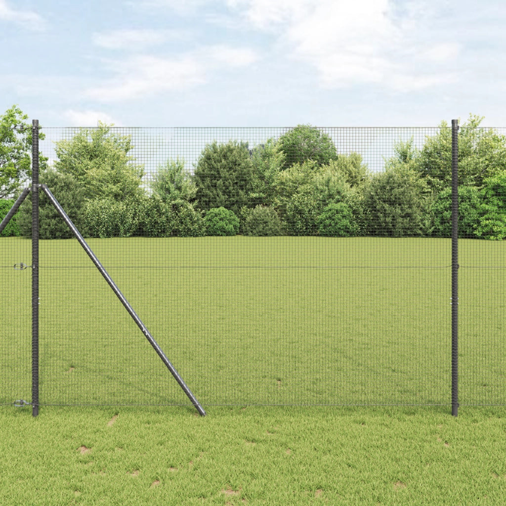 Recinzione in Rete Saldata con 7 Post Grigio 1.6x10 m Acciaio
