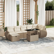 Set Divano da Giardino 8 pz con Cuscini Beige in Polyrattan 3275148