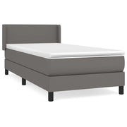 Letto singolo | Letto per adulti | Giroletto a Molle con Materasso Grgio 90x200 cm in Similpelle