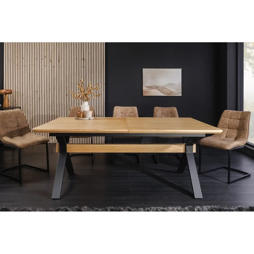 Tavolo da pranzo RADIAM – MDF impiallacciato quercia e metallo – 180-300 cm – Estensibile