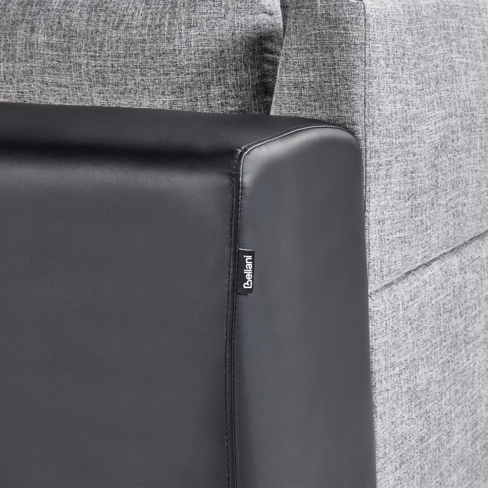 Divano con 8 cuscini Rivestimento in tessuto grigio e nero Cuscino a 4 posti con schienale