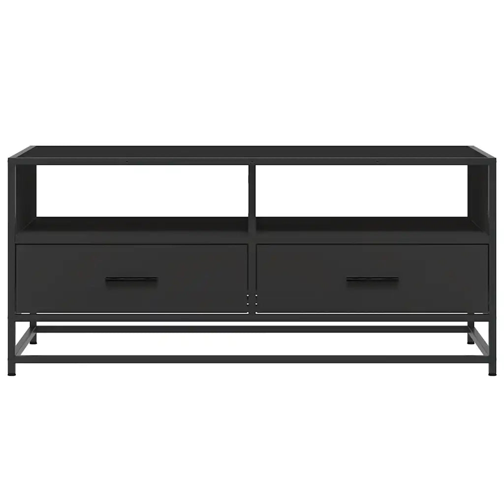 Tavolino Salotto Nero 100x50x45 cm Legno Multistrato e Metallo