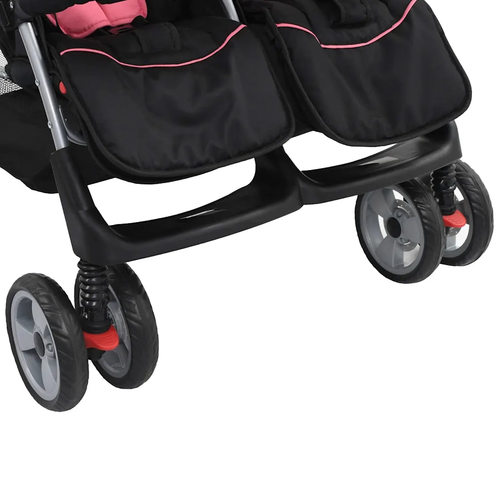 Passeggino Gemellare Rosa e Nero in Acciaio CFW3210438