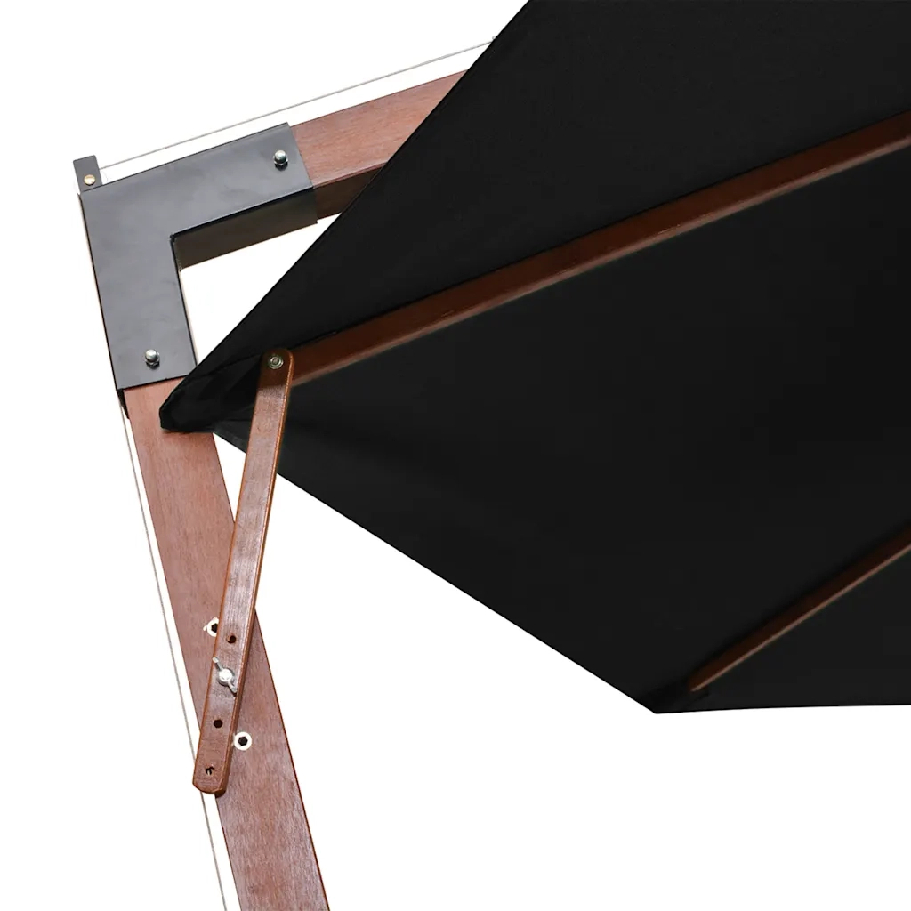 Ombrello | Parasolne a Sbalzo Nero 3,5x2,9 m Palo in Abete Massello