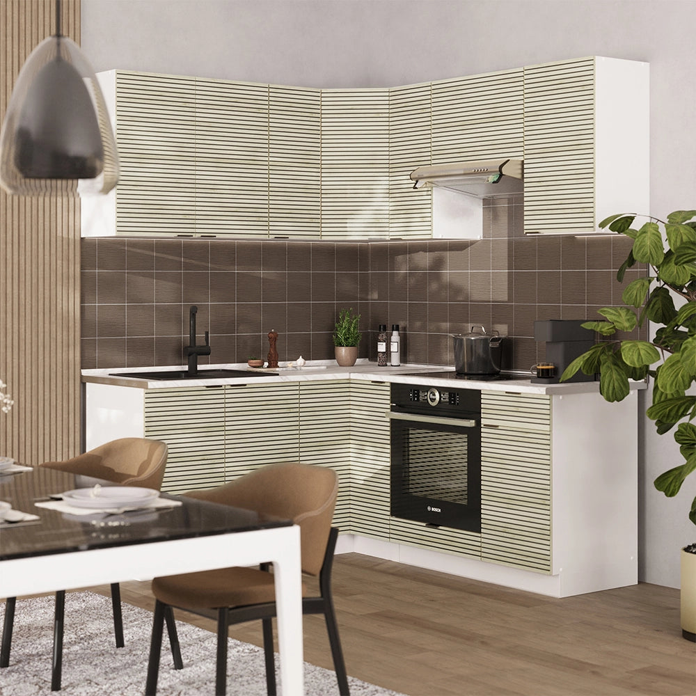 Vicco Cucina angolare completa Pannello di quercia/bianco 160 x 190 cm , PL Antracite