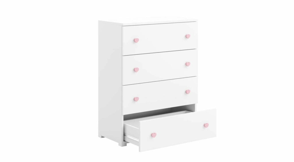 Cassettiera Emily White - Maniglie rosa
