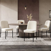 Set di 4 sedie da pranzo in velluto beige con struttura nera