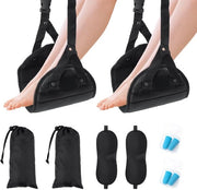 Sostegno per piedi da viaggio, cuscino premium per piedi, sedia per piedi viaggiabile regolabile, offre comfort durante lunghi viaggi, nero, 2 pezzi