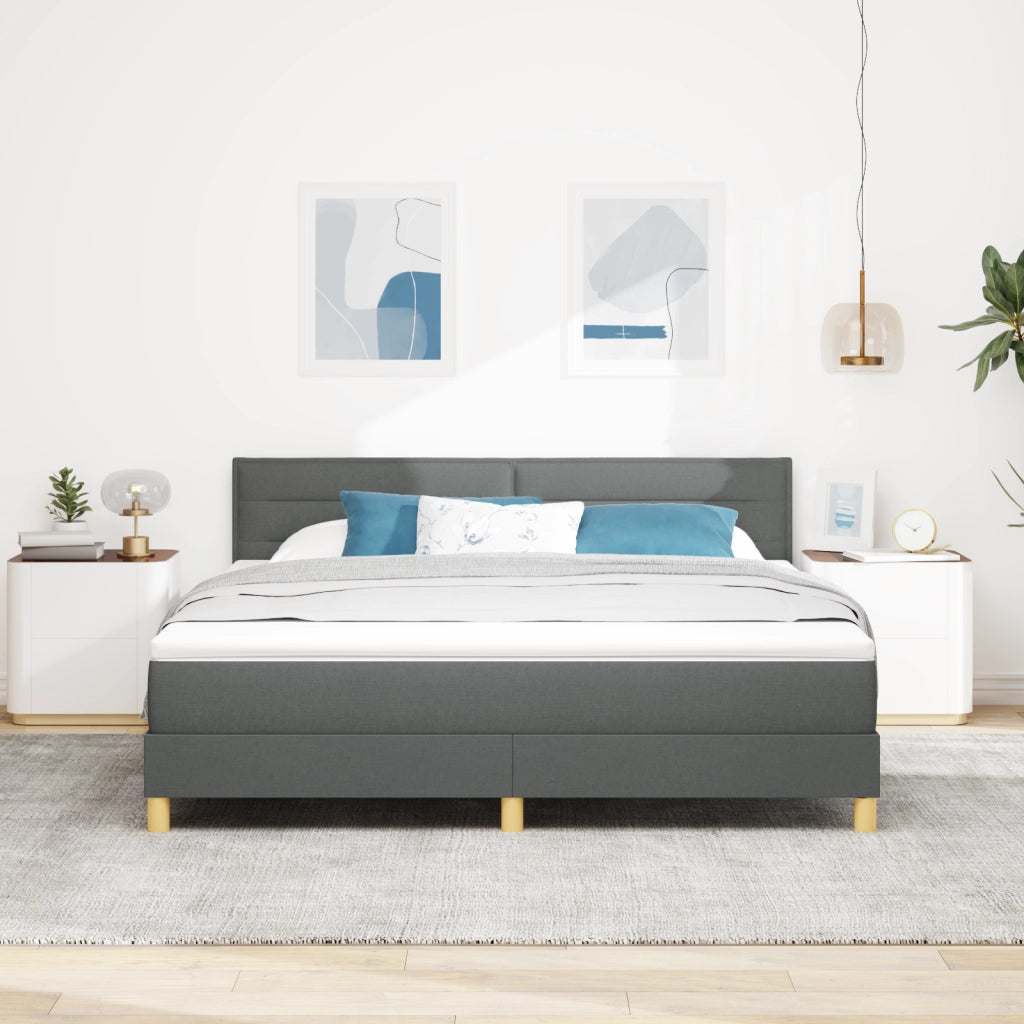 Letto con box spring e materasso grigio scuro 180x200 cm in tessuto