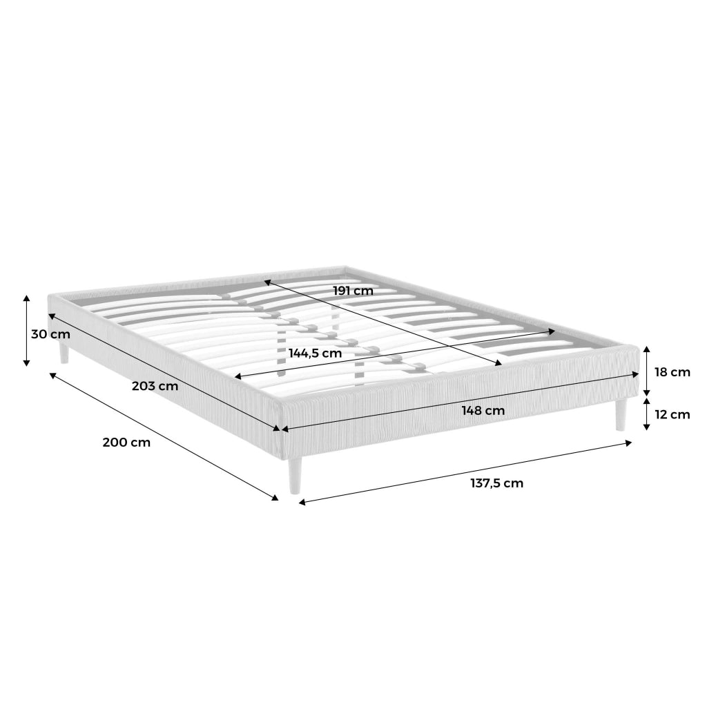 Struttura letto in velluto a coste fini con rete a doghe, 140x190cm,