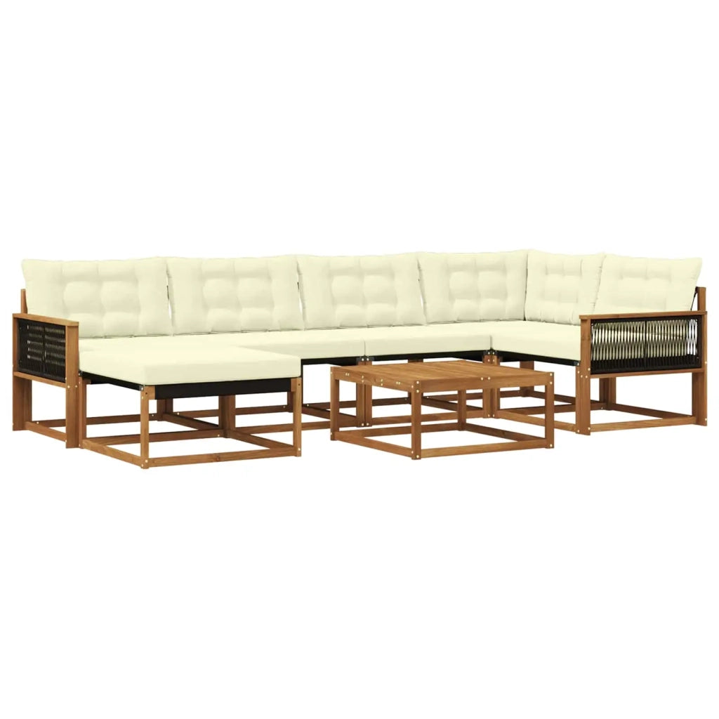 Set di divani da esterno con cuscino 7 pcs Naturale e Crema 3381550