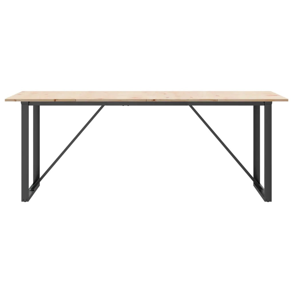 Tavolo da Pranzo Telaio a O 200x100x75 cm Legno Pino e Acciaio