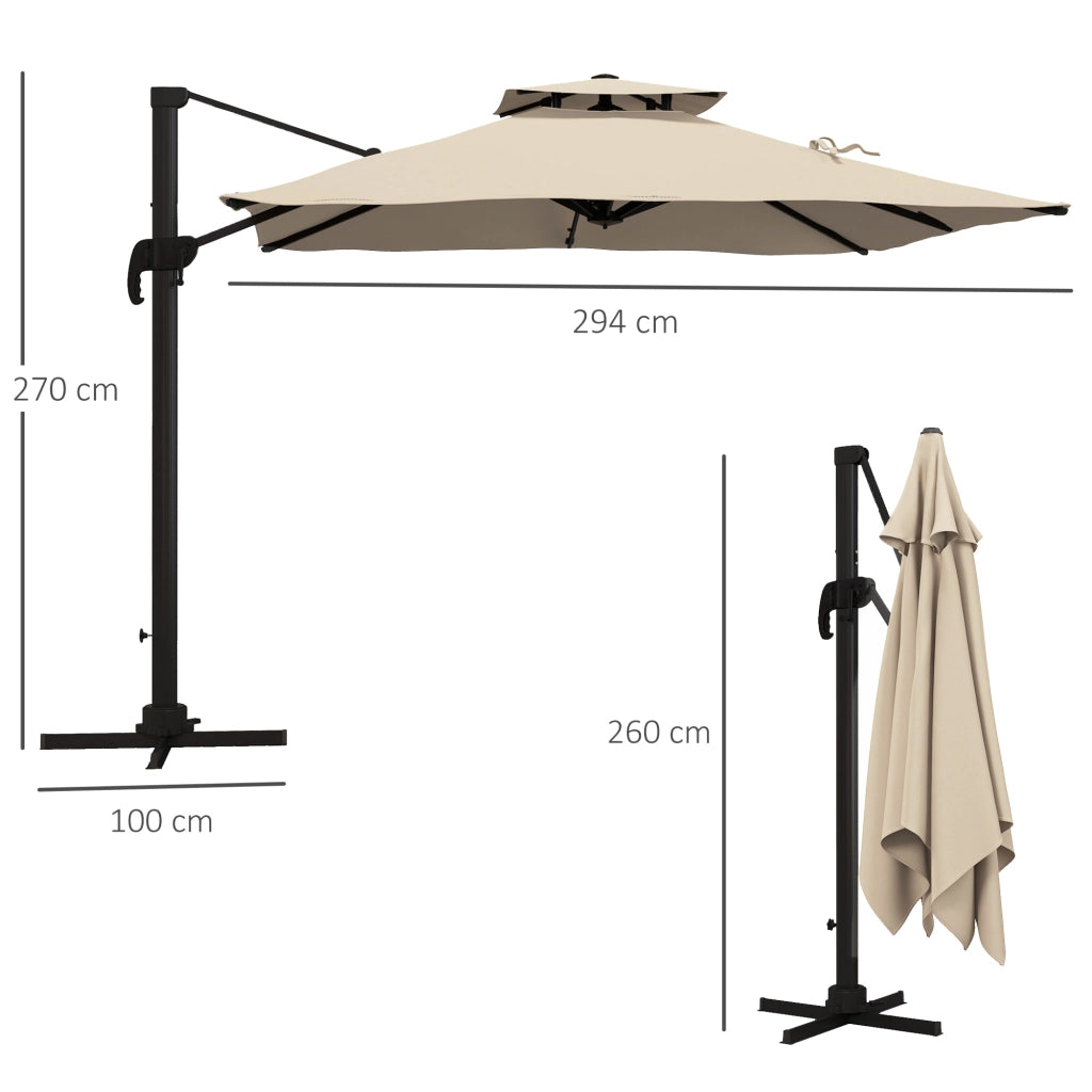 Ombrellone da Giardino Inclinabile 3x3 m ¨C Zephmum ¨C Alluminio Poliestere Khaki