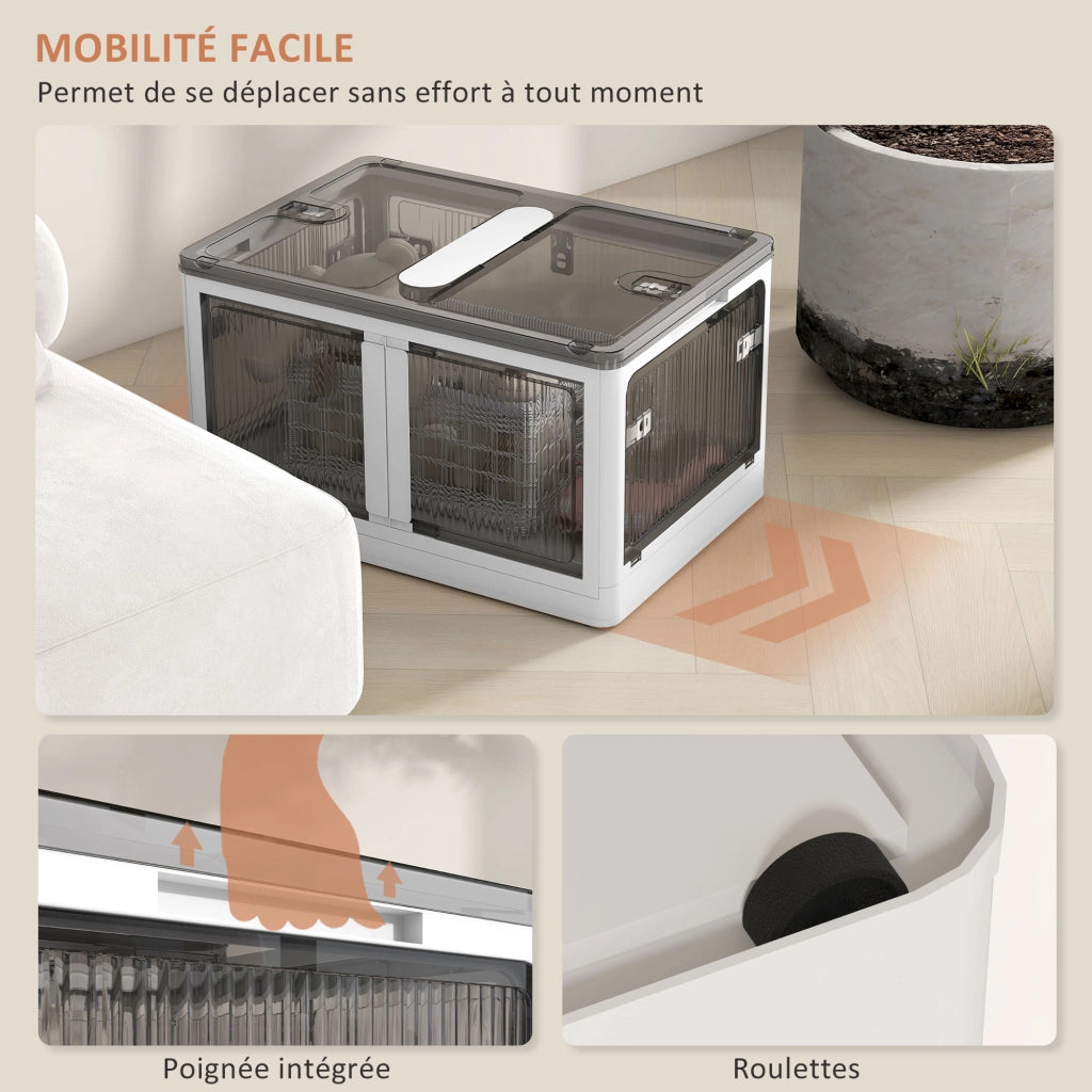 Contenitore Pluriuso Plastica 69L ¨C zephmum ¨C Bianco 4 Ruote