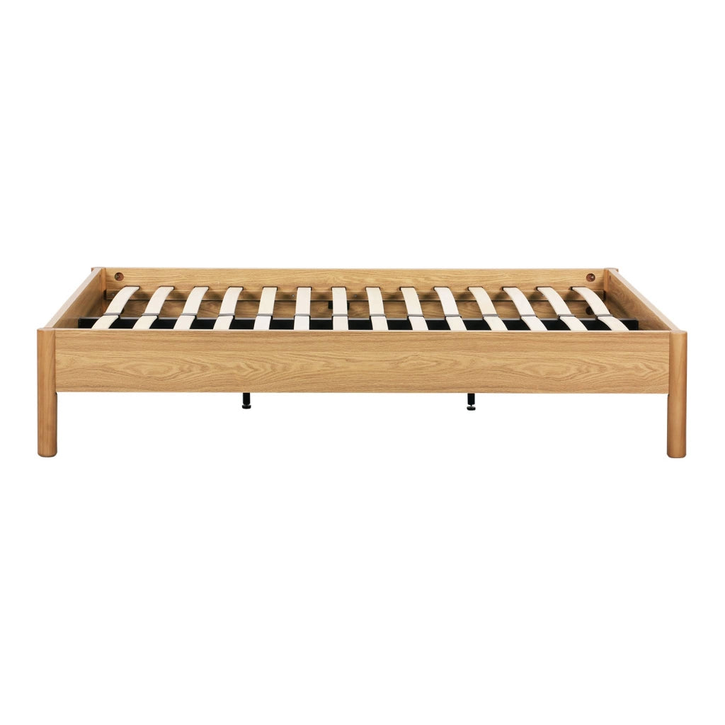 Letto con rete a doghe 140x190cm decorazione legno, marrone naturale