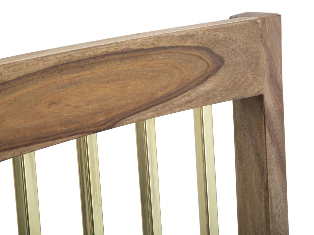 Set 2 Sedie 45x50x100 cm Elegant Sheesham in Legno Naturale e Oro