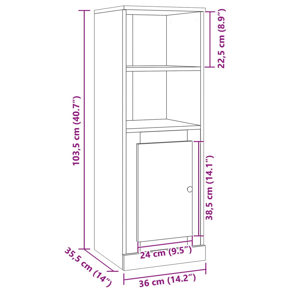 Credenza Legno Antico 36x35,5x103,5 cm in Legno Multistrato 857149