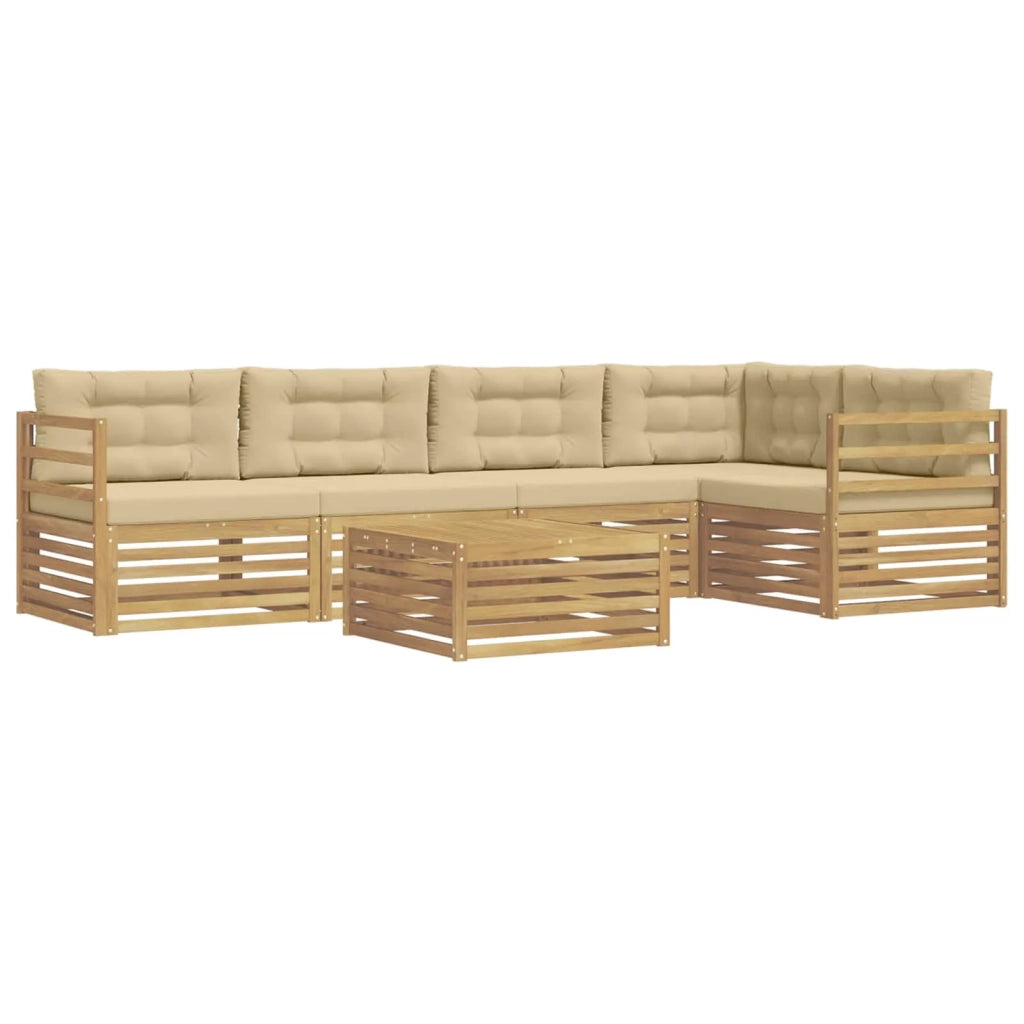 Set di divani da esterno 6 pcs Bianco e Beige Poliestere