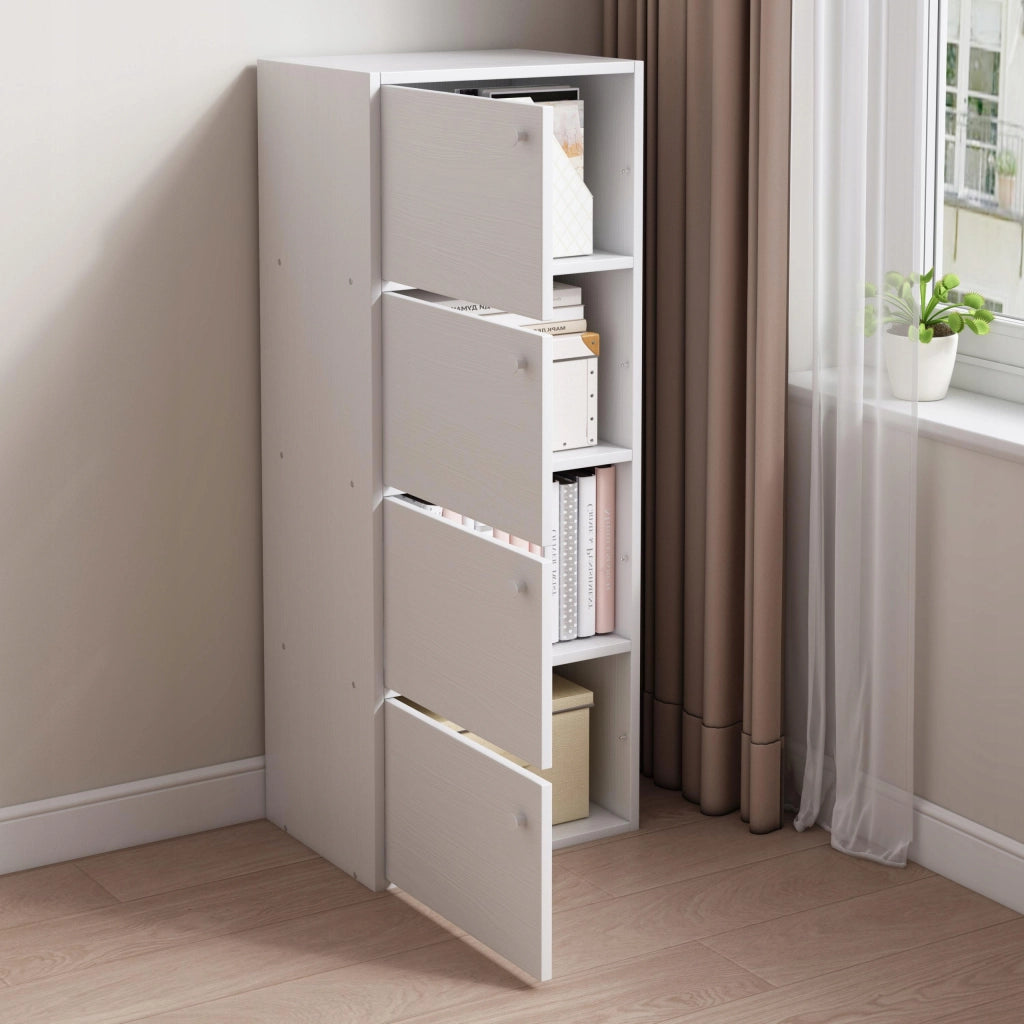 Cassettiera moderna capiente grande bianca scandinava loft retrò 4 ripiani