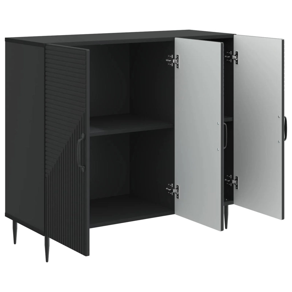 Credenza | Madia | Buffet da pranzo | Armadio da pranzo Nero 89 x 34,5 x 80 cm Legno ingegnerizzato