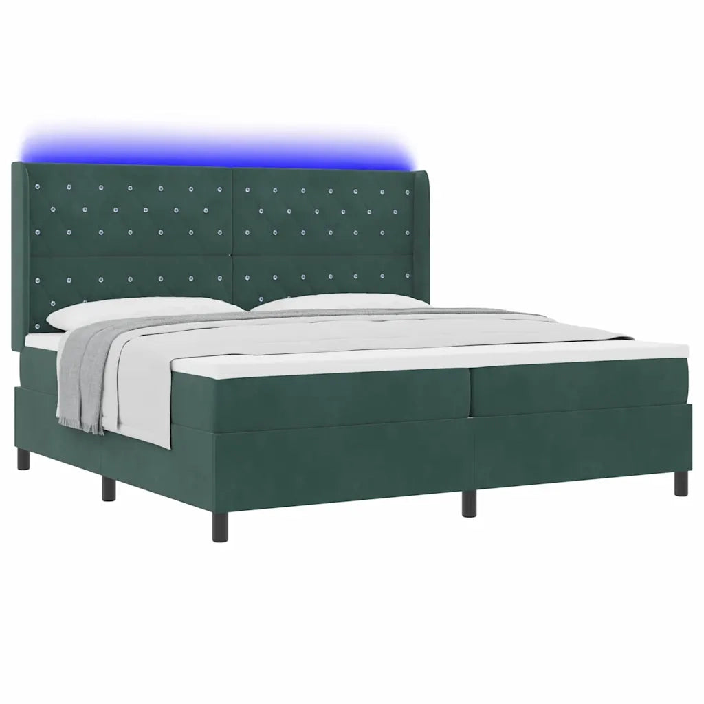 Letto a molle con materasso Verde Scuro 200 x 200 cm Velluto 3343835