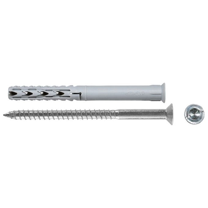 Fischer SXRL 8X100 WT LS Tassello Prolungato in Nylon con Vite a Testa Svasata Piana ed Impronta Torx 50 Pz colore Nero