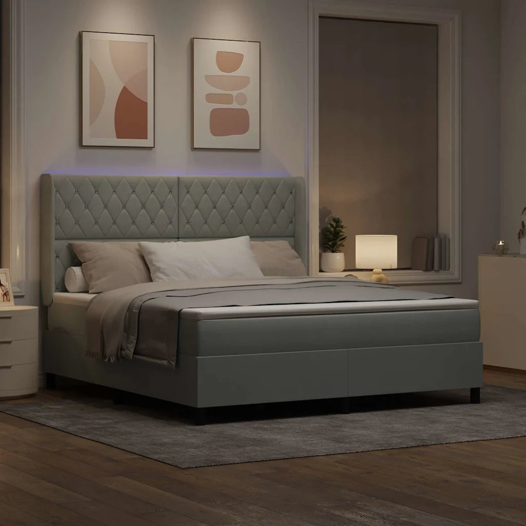 Letto con Box Springs LED e Materasso Argille Grigio chiaro 3343826