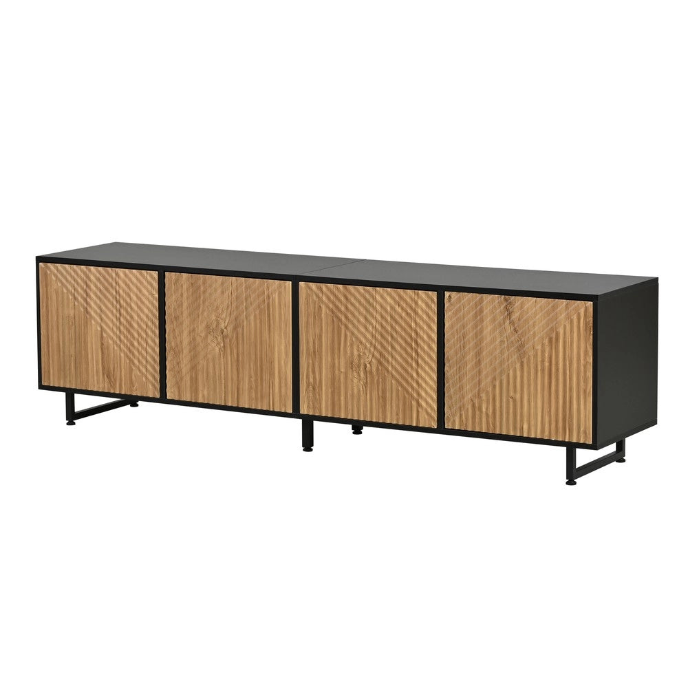 Mobile TV con 4 Ante per Soggiorno ¨C Xylo ¨C Legno Naturale e Nero, 180x40x50 cm